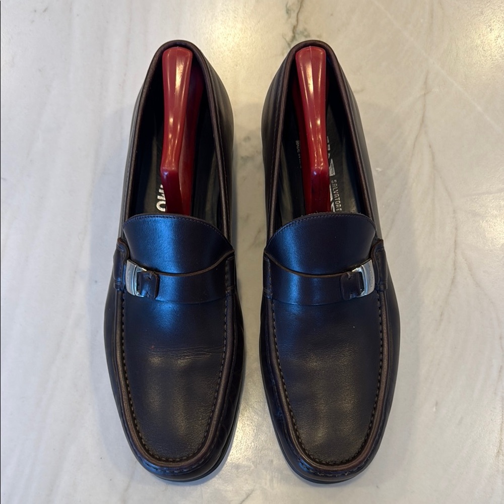 Salvatore Ferragamo Brown Leather Loafers Slip-Ons